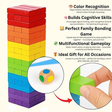 Rainbow Stacking Game – Wooden Tower Blocks - KidLiva