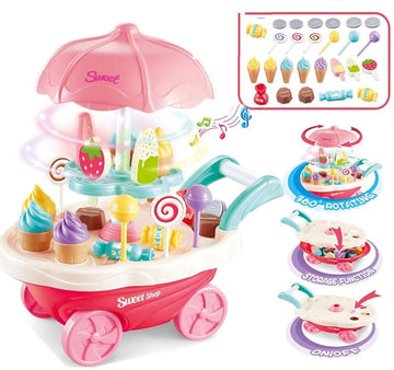 Ice Cream Cart - Light-Up & Musical Pretend Play Cart - KidLiva