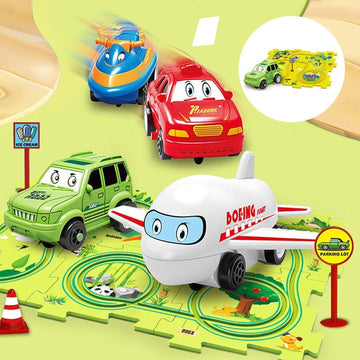 Safari Adventure Road Track Puzzle Play Mat with Toy Car - KidLiva