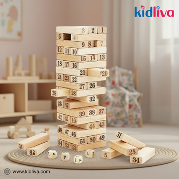 Wooden Numbered Stacking Tower Game for Kids - KidLiva