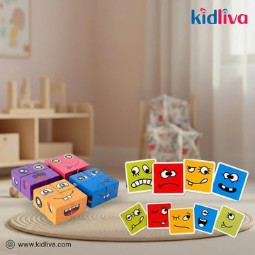 Wooden Expression Matching Cube Set - KidLiva