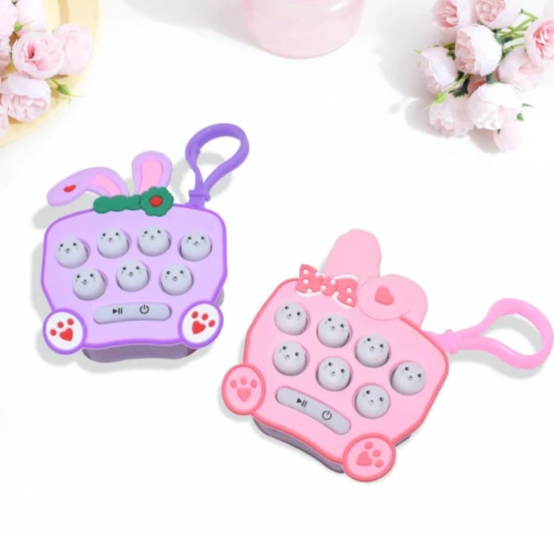 Mini Rabbit Reaction Game Console - Whack-A-Mole Keychain - KidLiva