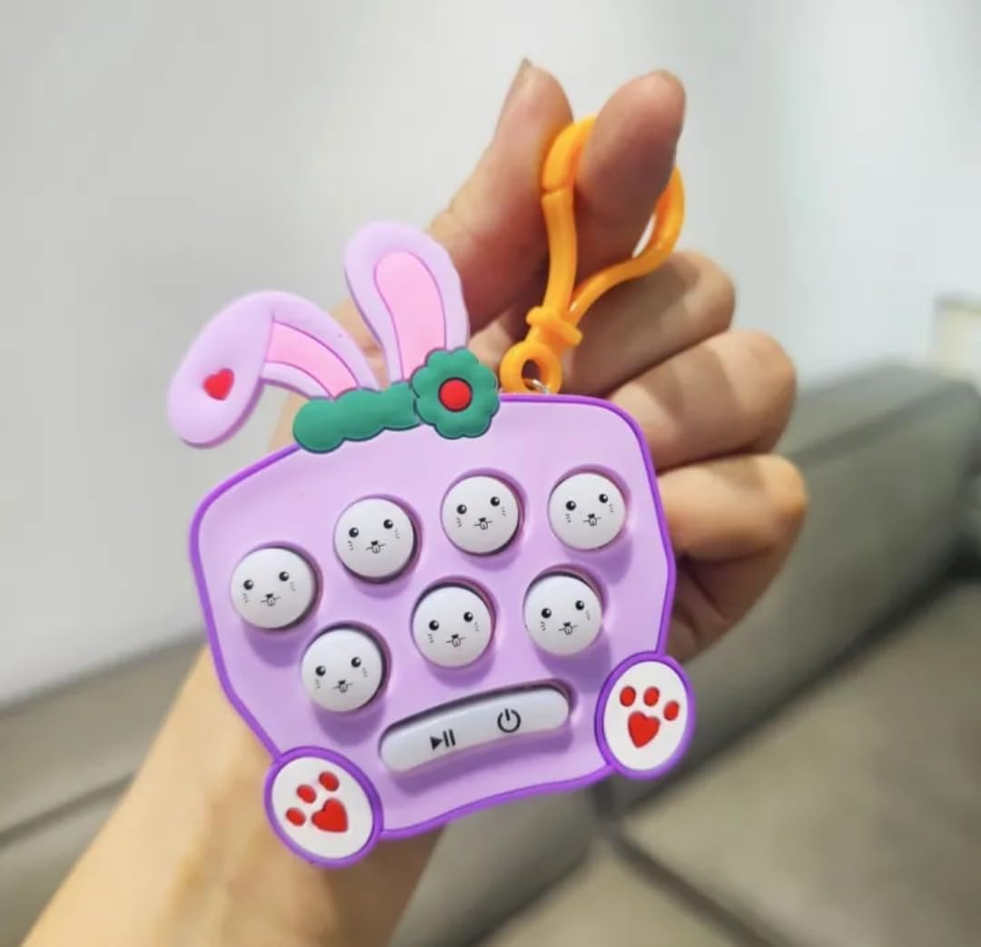 Mini Rabbit Reaction Game Console - Whack-A-Mole Keychain - KidLiva