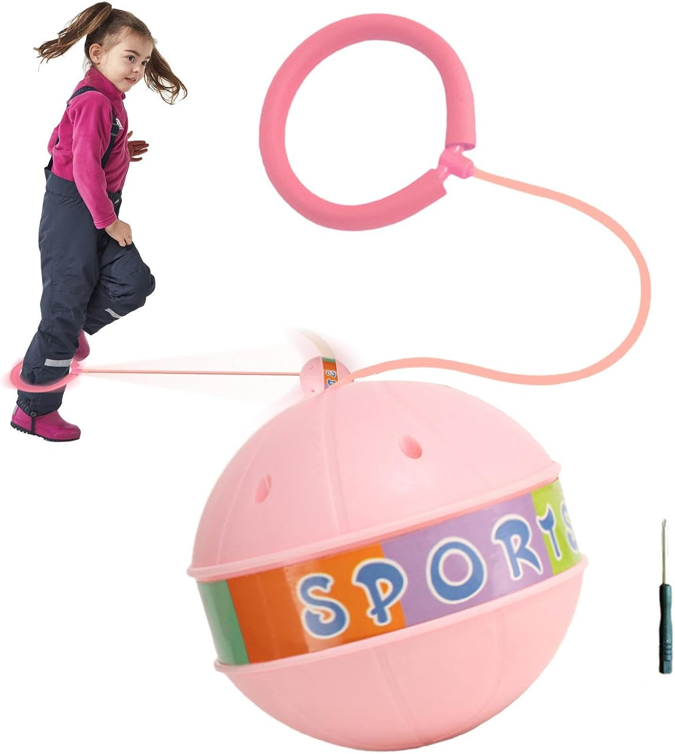 Pink Fitness Skip Ball / Ankle Skipper & Jump Toy - KidLiva
