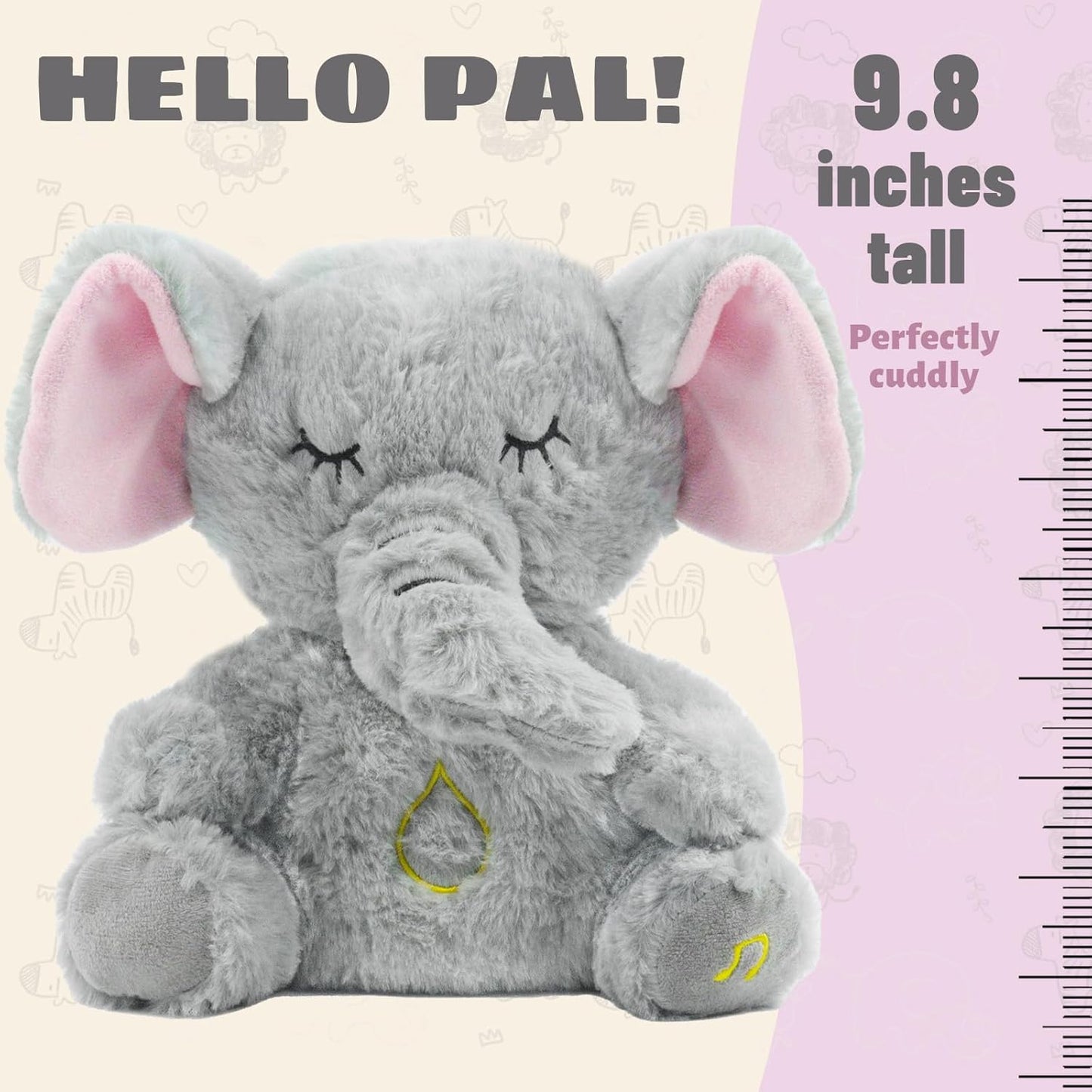 Baby Sleep Aid Breathing Elephant Plush Toy - KidLiva