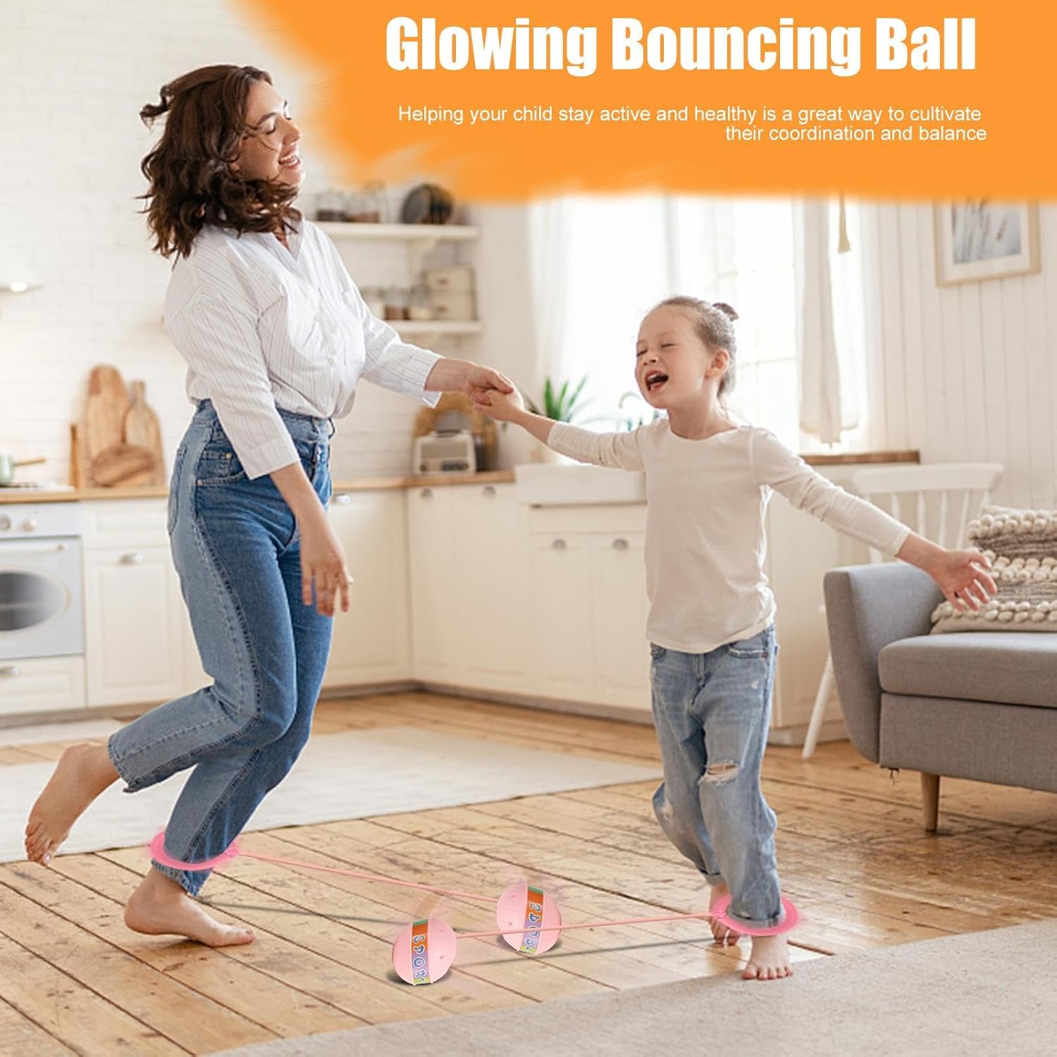 Pink Fitness Skip Ball / Ankle Skipper & Jump Toy - KidLiva