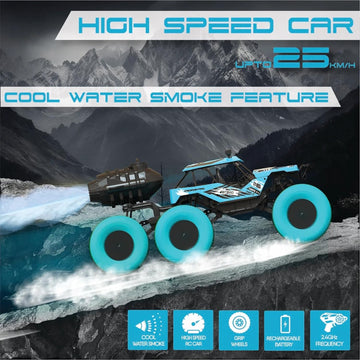 6WD RC Monster Truck with Realistic Water Mist Smoke & LED Lights - KidLiva