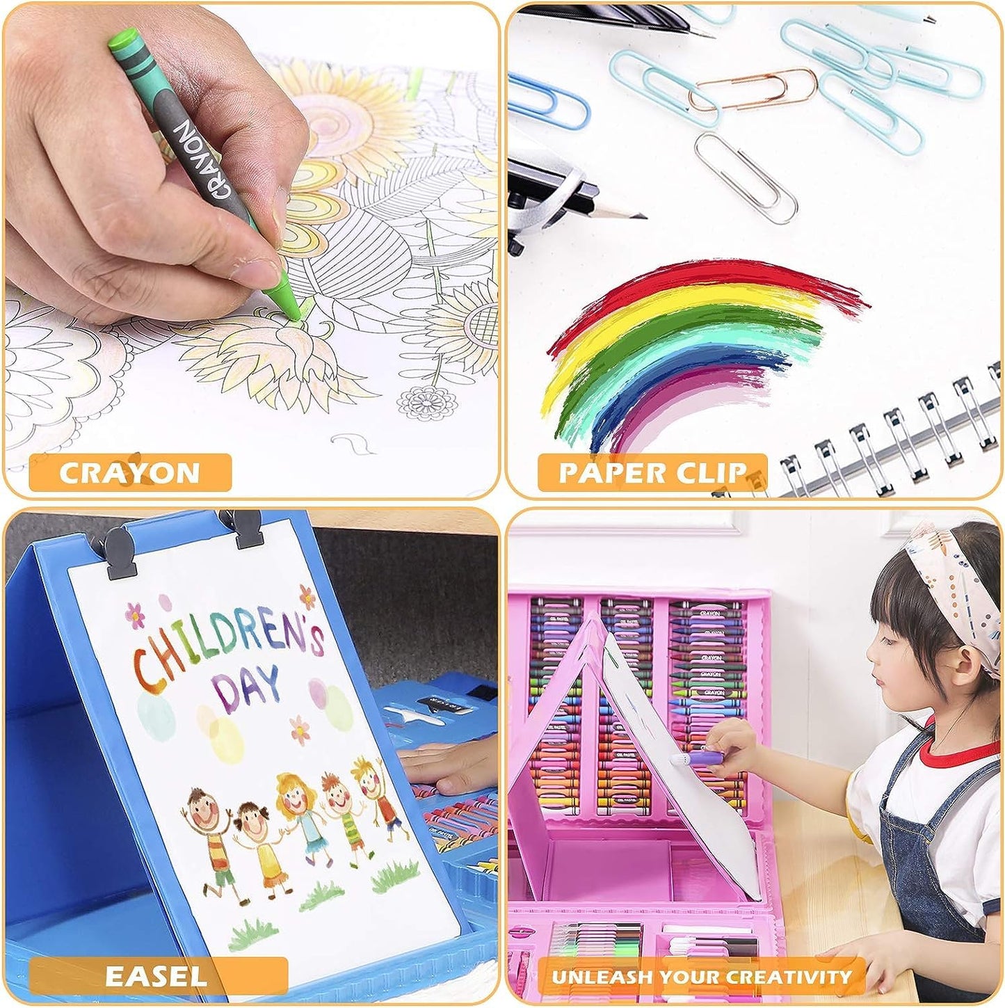 Deluxe Pink Art & Craft Supply Kit with Portable Easel