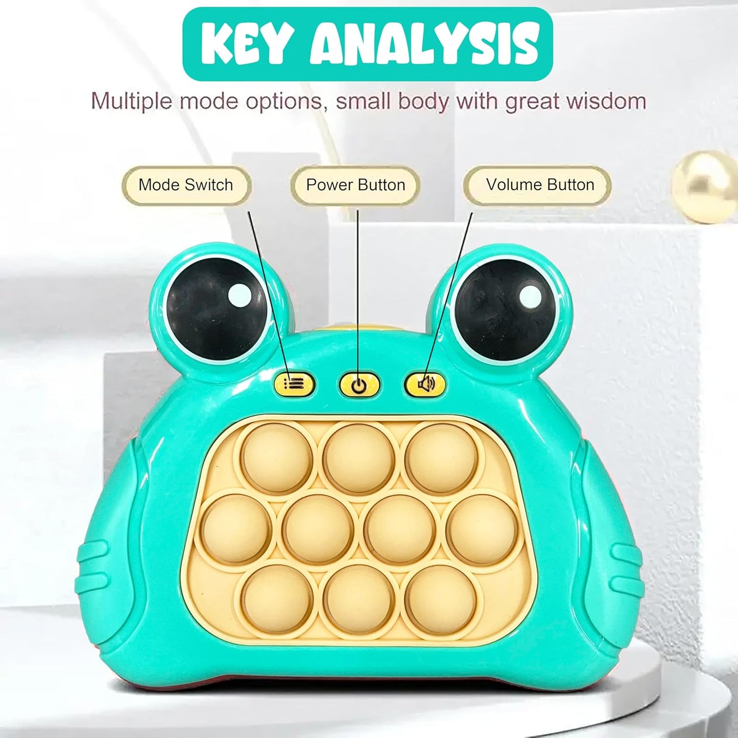 Frog Pop-It Fidget & Reaction Game Console - Light-Up Musical Toy