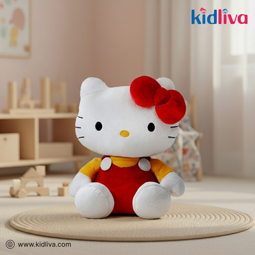 Hello Kitty Classic Plush Toy - Red Overalls & Bow - KidLiva
