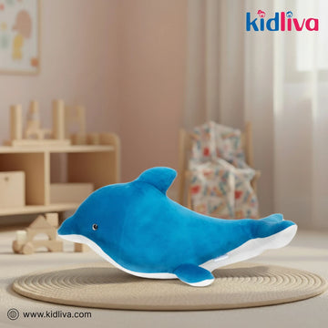 Adorable Dark Blue Dolphin Plush Toy - KidLiva