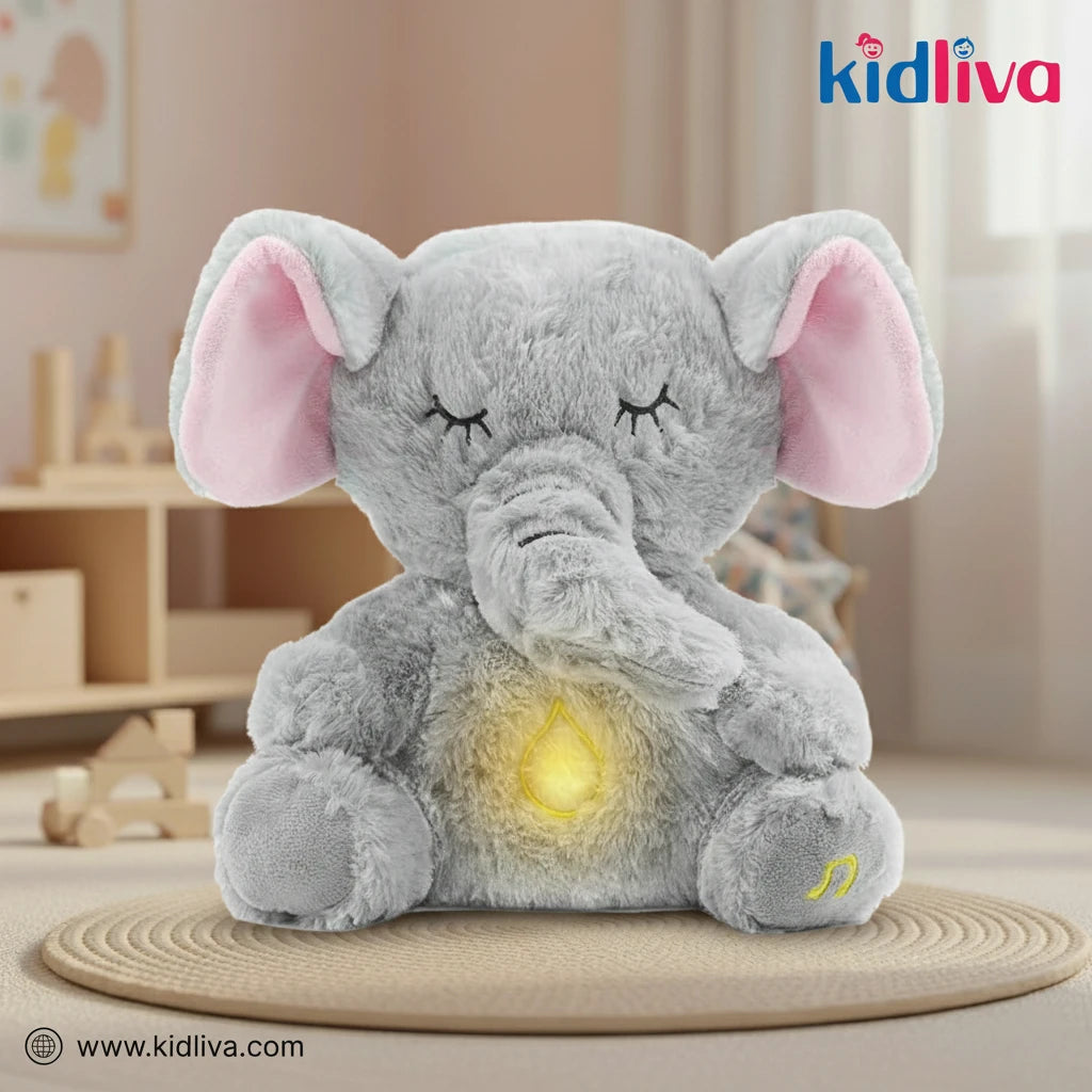 Baby Sleep Aid Breathing Elephant Plush Toy - KidLiva