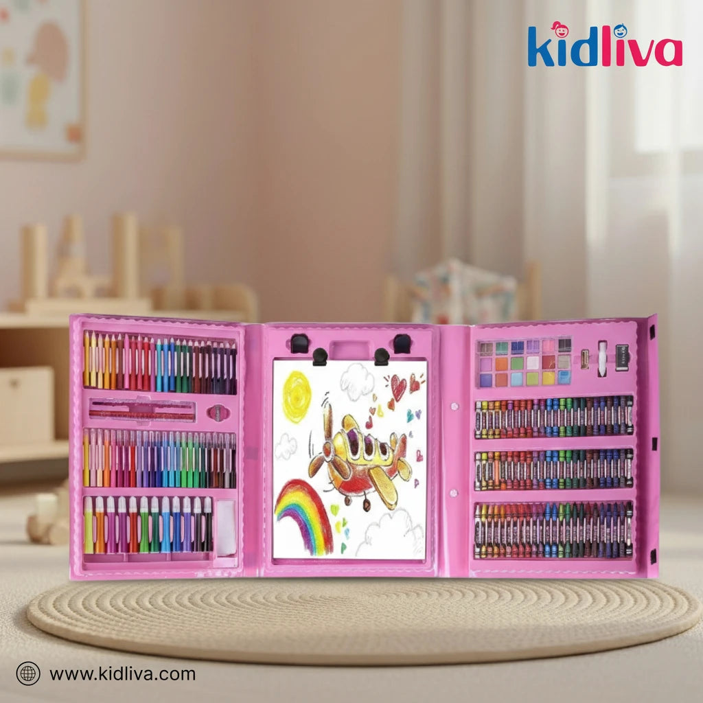 Deluxe Pink Art & Craft Supply Kit with Portable Easel