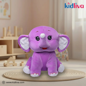 Adorable Purple Elephant Plush Toy – Soft Stuffed Animal - KidLiva