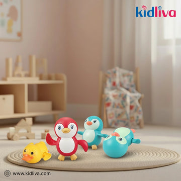 3-Pack Wind-Up Swimming Penguin Bath Toys - KidLiva
