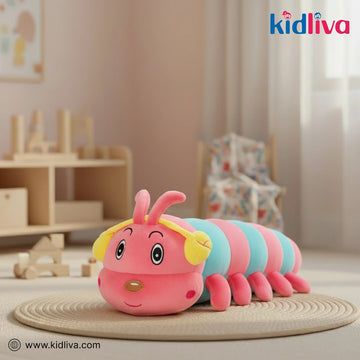 Soft & Long Pink and Blue Caterpillar Plush Toy - KidLiva