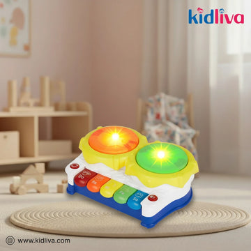 2-in-1 Light-Up Drum & Piano Toy - KidLiva